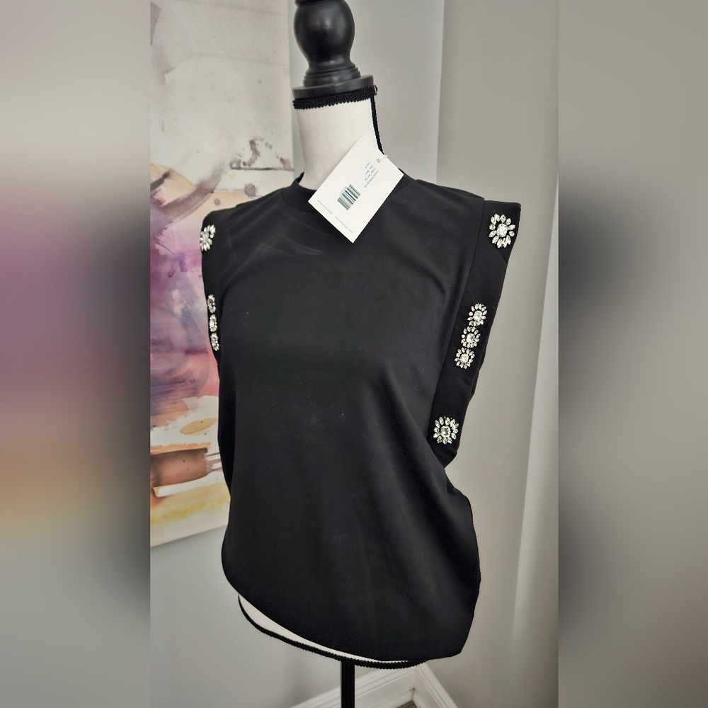 Black Top with Rhinestone Embellishments